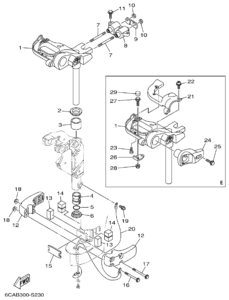 Yamaha F20CMH, F20CE BRACKET 2 parts diagram